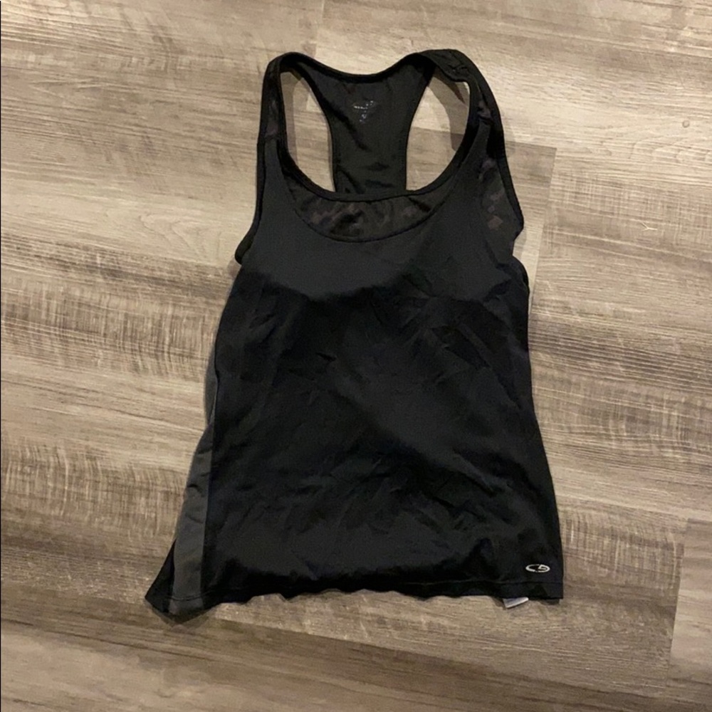 Black workout top with sports bra